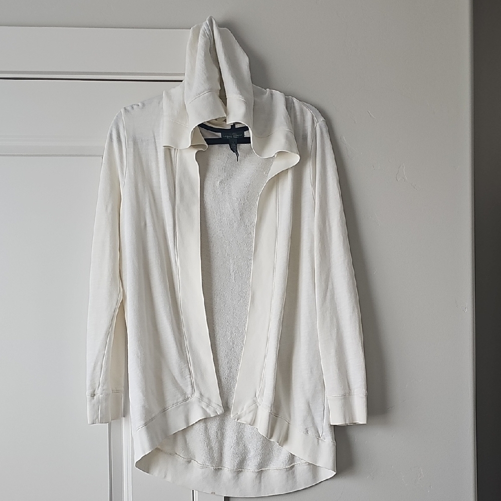 LRL Ralph Lauren Twee Cream Hoodie Open Cardigan Sweater